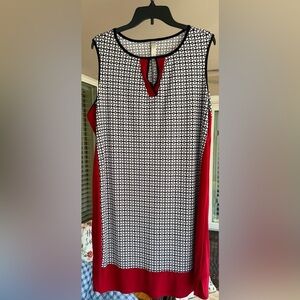 Perseption Black, White, and Red Midi Dress